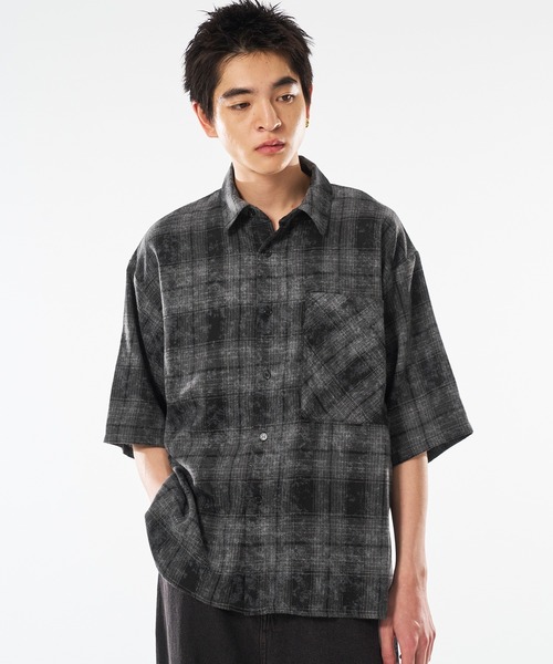 kutir（クティール） 七分袖 シャツ VINTAGEWASHED OMBRE CHECK SHIRT