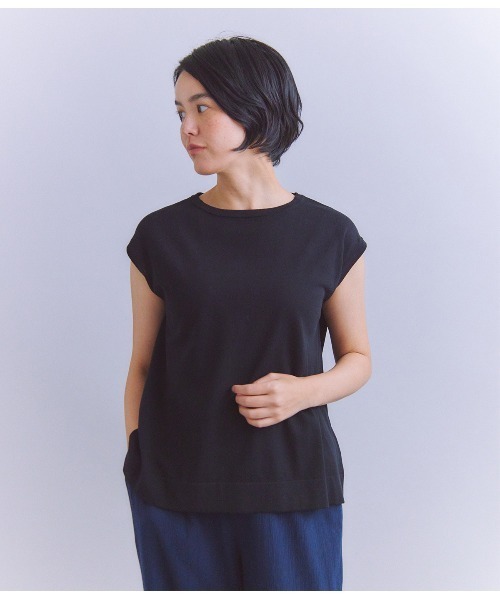 ニット セーター 「 FLAKE COTTON」 フレンチスリーブニット レディース