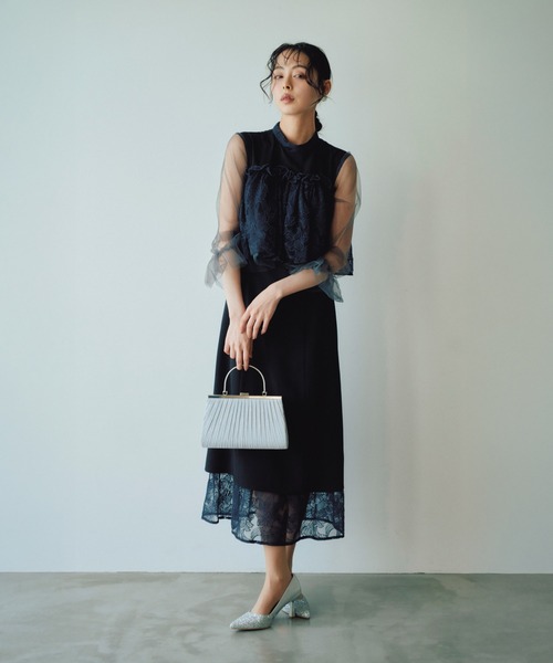 haremode ハレモード シフォンドレス ブラック 結婚式 お呼ばれ 二次会 haremode ドレス クラシカルシフォンレイヤード パーティー