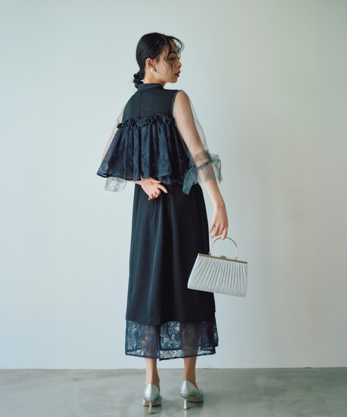 haremode ハレモード シフォンドレス ブラック 結婚式 お呼ばれ 二次会 haremode ドレス クラシカルシフォンレイヤード パーティー
