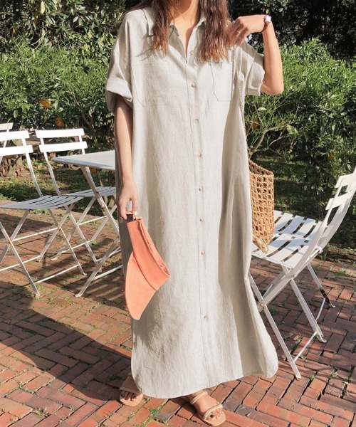 シャツワンピース ロング丈シンプルシャツワンピース : ZOZOTOWN