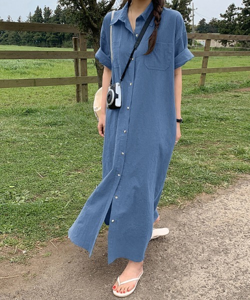 シャツワンピース ロング丈シンプルシャツワンピース : ZOZOTOWN Yahoo