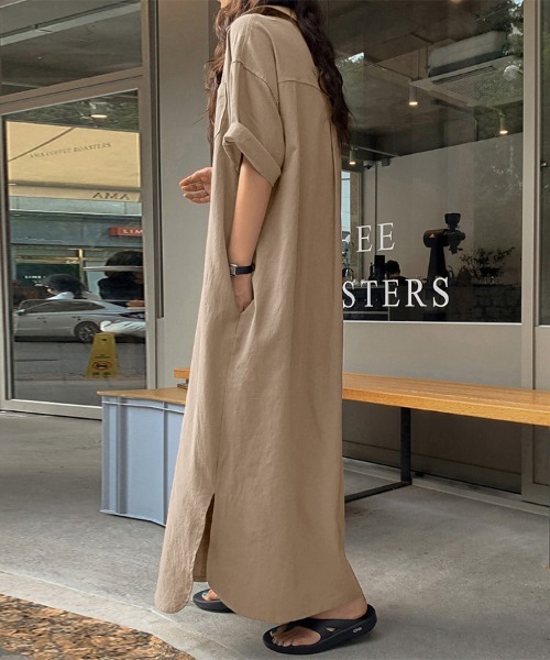 シャツワンピース ロング丈シンプルシャツワンピース : ZOZOTOWN Yahoo