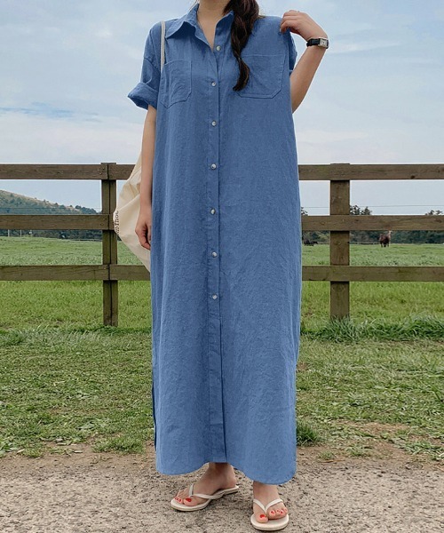 シンプルシャツワンピース シャツワンピース ロング丈シンプルシャツワンピース : ZOZOTOWN