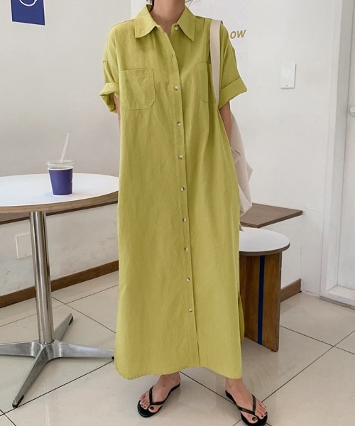 シャツワンピース S~XL ソリッドカラー ロング丈 2color 楽天市場】ストライプ柄 シャツワンピース ワンピース