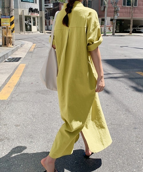 シャツワンピース ロング丈シンプルシャツワンピース : ZOZOTOWN