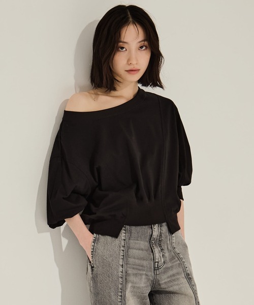 STUDIOUS 新品未使用 ボリュームスリーブショートスウェット トレーナー スウェット ボリュームスリーブショートトップス「手洗い