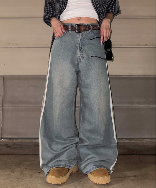 90s UTILITY サイドライン バギー デニムパンツ W38×L30 90s USA製 Lee 