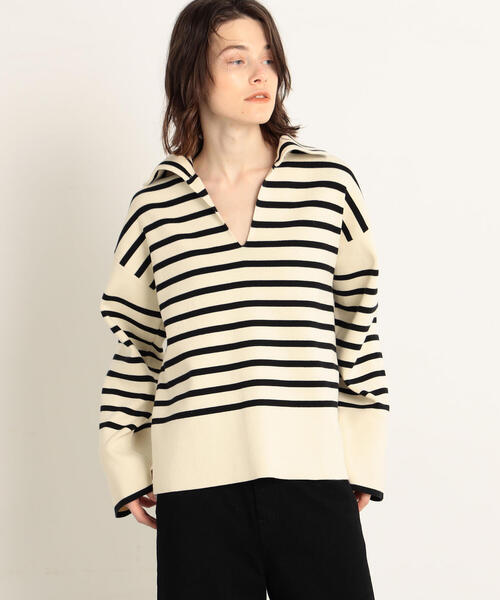 「MACPHEE」 Vネックニット S ベージュ レディース