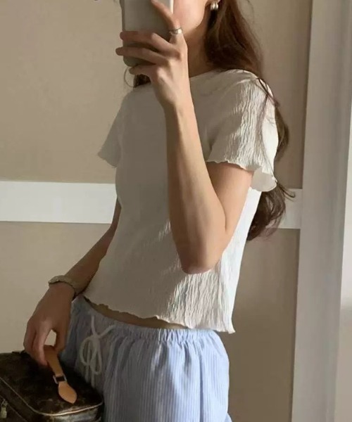 tシャツ crinkle frill tops レディース : ZOZOTOWN Yahoo!店 - 通販