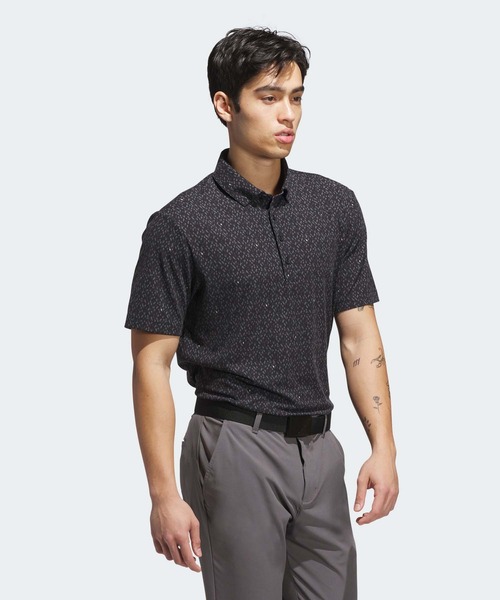 【adidas GOLF/アディダス】吸汗速乾半袖ボタンダウンポロシャツ ・M黒 adidas - 【adidas GOLF/アディダス】吸汗速乾半袖ボタンダウン