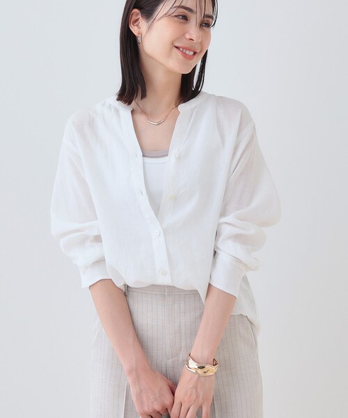 INDIVI（インディヴィ） ブラウス シャツ 「洗える」フレンチリネン