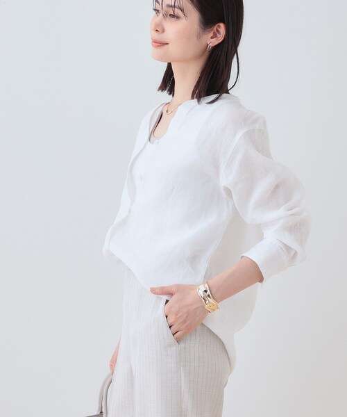 INDIVI（インディヴィ） ブラウス シャツ 「洗える」フレンチリネン