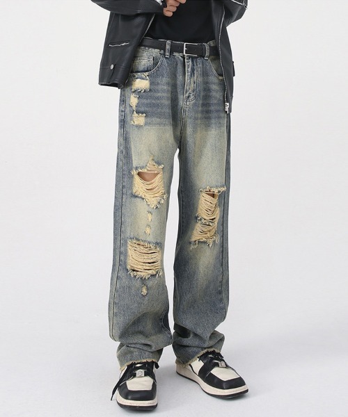 [Ressaca] повреждение обработка Denim брюки Lb люмен z