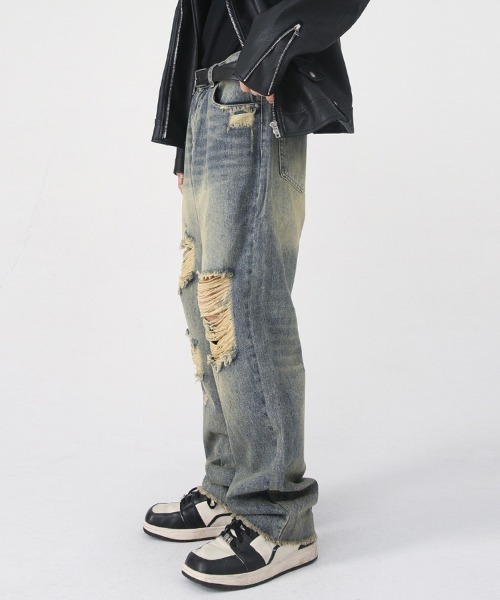 [Ressaca] повреждение обработка Denim брюки Lb люмен z