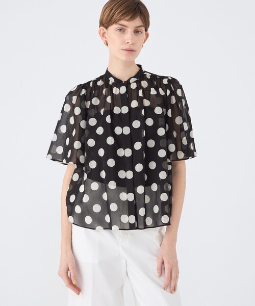 「TOMORROWLAND」 半袖ブラウス 36 ブラック レディース_画像4