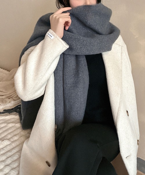 2ly2 マフラー ストール 無地フリンジ大判マフラー レディース