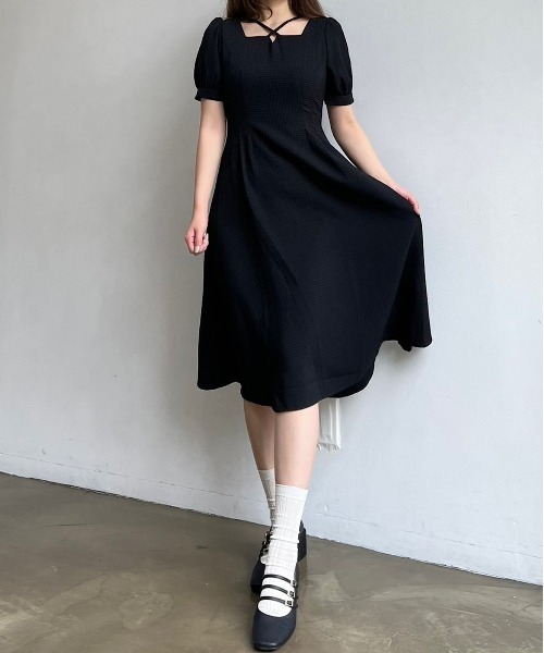 「titty&Co. PETIT」 半袖ワンピース MEDIUM ブラック レディース_画像3