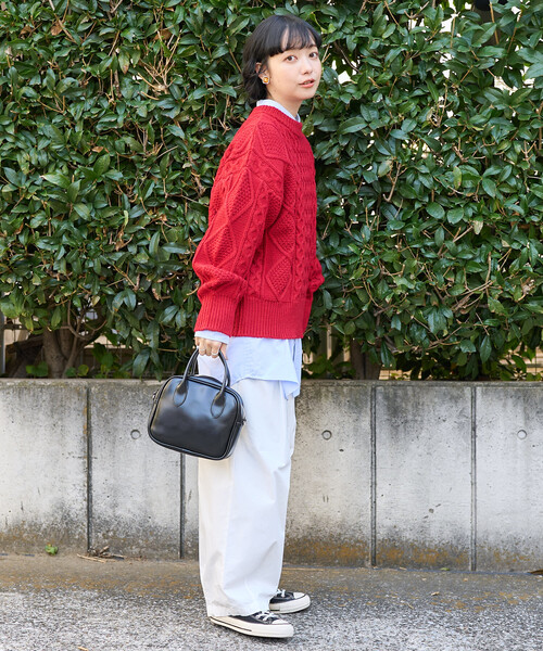 クルーネックケーブル短丈ニット MIX Mila Owen（ミラオーウェン）の「クルーネックケーブル短丈ニット
