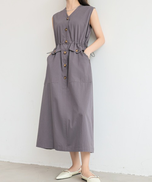 「emi+」 ノースリーブワンピース FREE チャコールグレー レディース_画像5