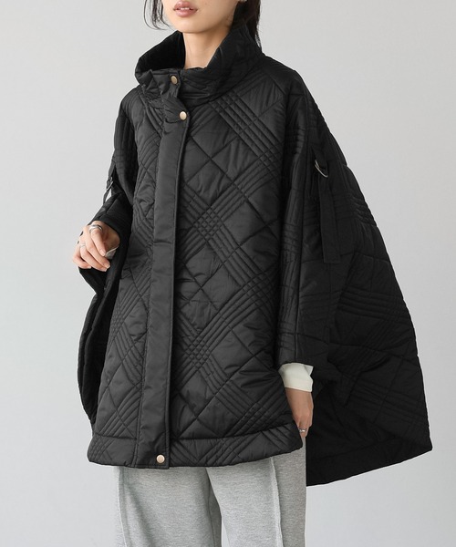 itto ポンチョ 2WAYキルティングポンチョコート レディース