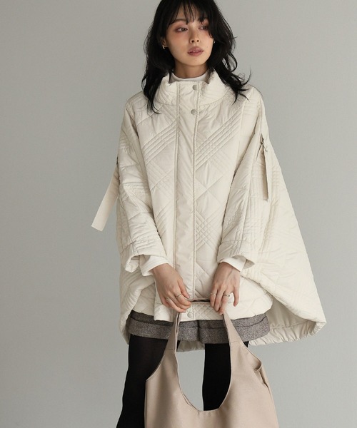 itto ポンチョ 2WAYキルティングポンチョコート レディース