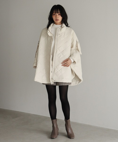 itto ポンチョ 2WAYキルティングポンチョコート レディース