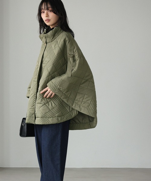 itto ポンチョ 2WAYキルティングポンチョコート レディース