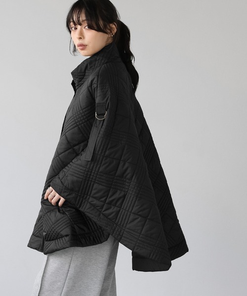 itto ポンチョ 2WAYキルティングポンチョコート レディース