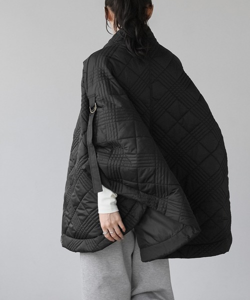 itto ポンチョ 2WAYキルティングポンチョコート レディース