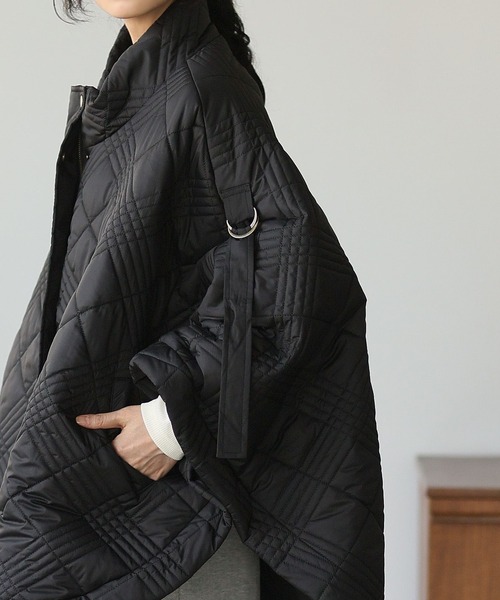 itto ポンチョ 2WAYキルティングポンチョコート レディース