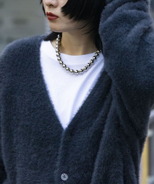 「GLOSTER」 ニットカーディガン L オレンジ メンズ_画像4