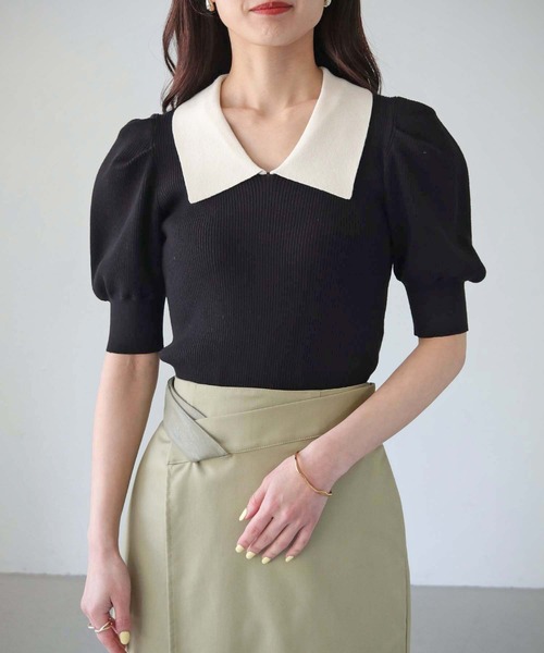 「cheriella」 半袖ニット M ブラック系その他 レディース_画像6