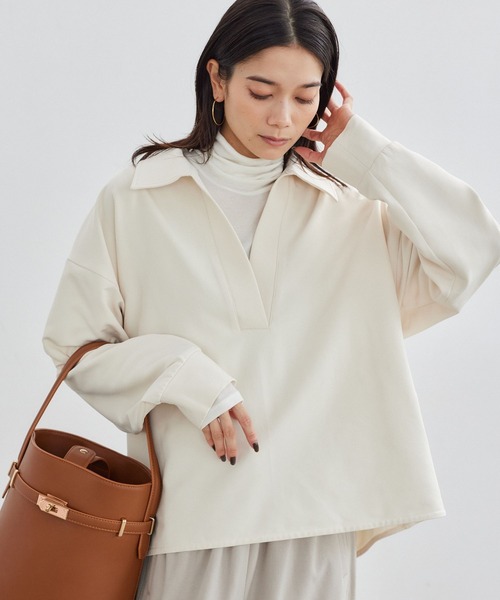 新品・美品♪バンヤードストーム◆スキッパーブラウス　シャツ　ボリュームスリーブ ブラウス シャツ ボリュームスリーブリネンスキッパーシャツ