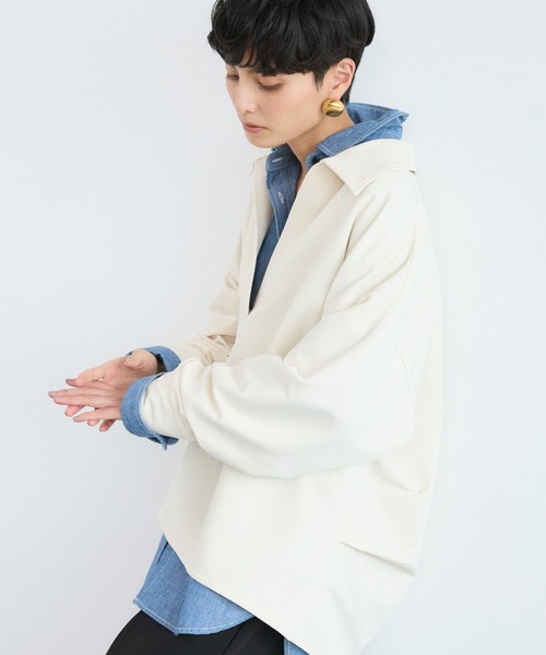 新品・美品♪バンヤードストーム◆スキッパーブラウス　シャツ　ボリュームスリーブ ブラウス シャツ ボリュームスリーブリネンスキッパーシャツ