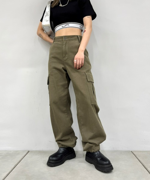 「WHO'S WHO gallery」 カーゴパンツ FREE カーキ レディース_画像3