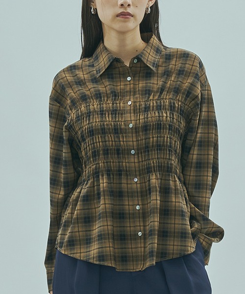 ROSE BUD（ローズバッド） ブラウス シャツ SHIRRING SHIRT レディース