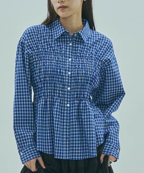 ローズバッド　シャーリング　ブラウス ROSE BUD（ローズバッド） ブラウス シャツ SHIRRING SHIRT レディース
