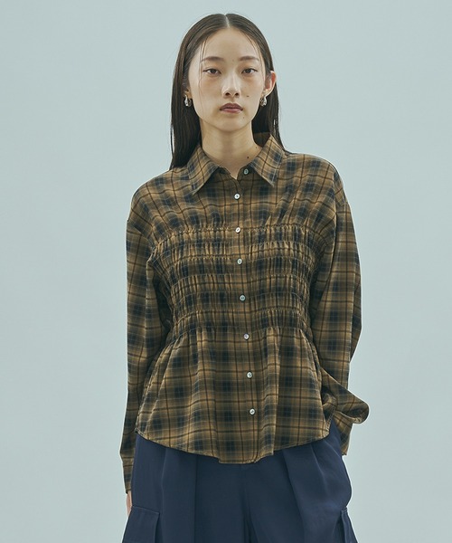 ROSE BUD（ローズバッド） ブラウス シャツ SHIRRING SHIRT レディース
