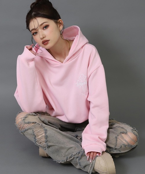 ANAP（アナップ） パーカー クロス ロゴ バックプリント 裏起毛