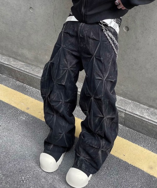 lilful ワイドパンツ ジーンズ 「26年春夏新作」ブラックウォッシュ