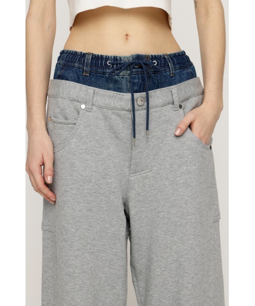 SLY（スライ） スウェットパンツ ジャージ LAYERED WAIST DOCKING CUT