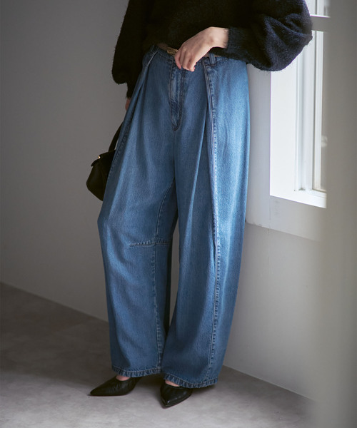 NOBLE スージングデニムフォルムタックPT 38 NOBLE（ノーブル） ジーンズ デニム デニムパンツ 「追加」スージング