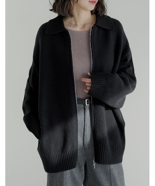 Re:EDIT（リエディ） カーディガン フェイクファー襟ダブルジップ
