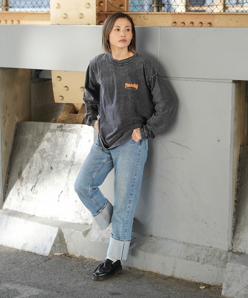 「THRASHER」 長袖Tシャツ X-LARGE ブラック×イエロー メンズ_画像3