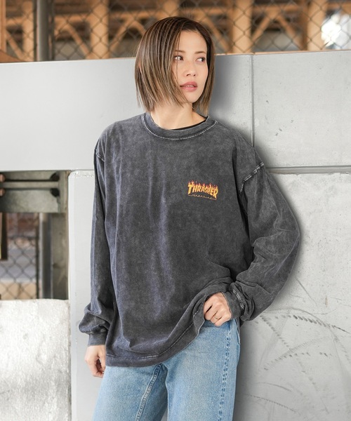 「THRASHER」 長袖Tシャツ X-LARGE ブラック×イエロー メンズ_画像4
