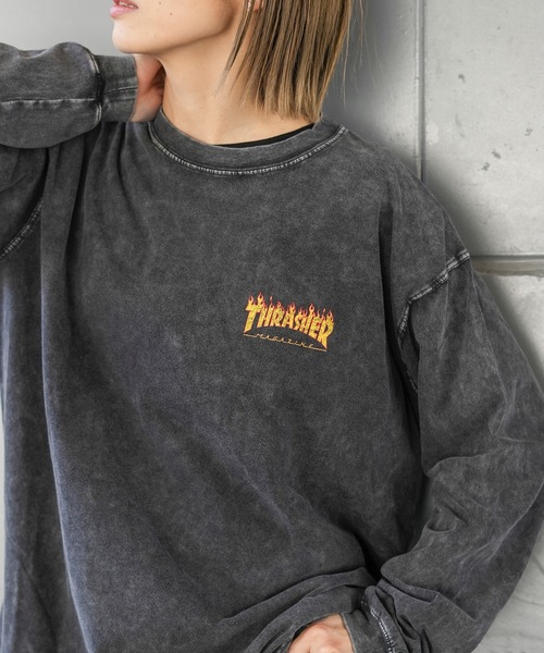「THRASHER」 長袖Tシャツ X-LARGE ブラック×イエロー メンズ_画像6