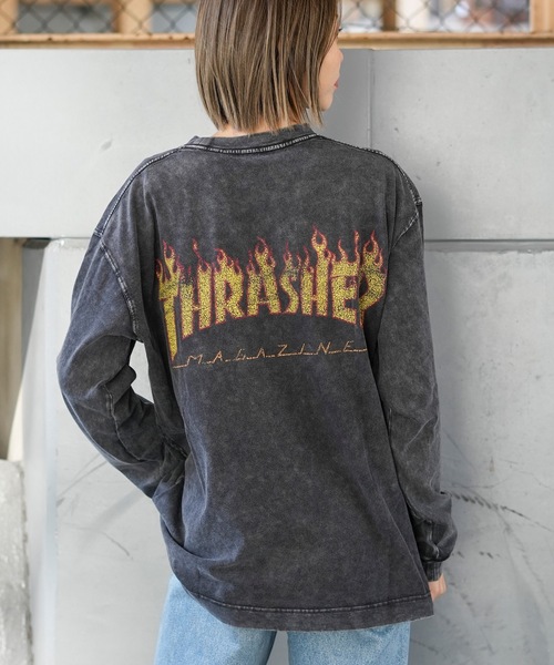 「THRASHER」 長袖Tシャツ X-LARGE ブラック×イエロー メンズ_画像7