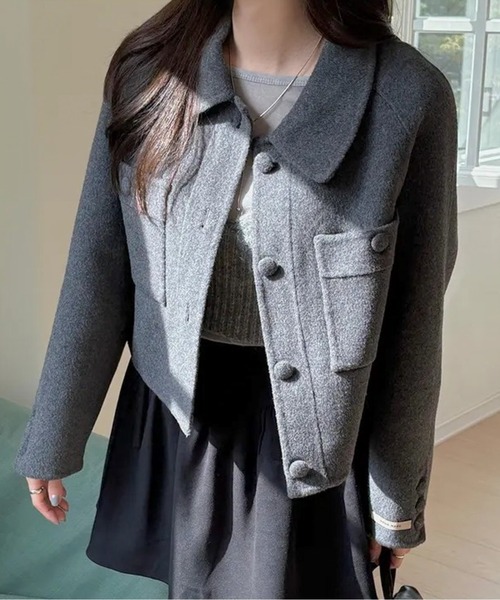 ジャケット テーラードジャケット くるみボタンメルトンシングル