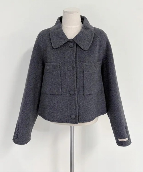 ジャケット テーラードジャケット くるみボタンメルトンシングル